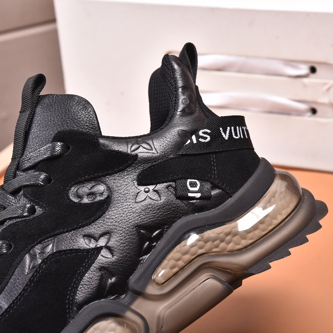 Black Color Block Cushion Sole Sneakers