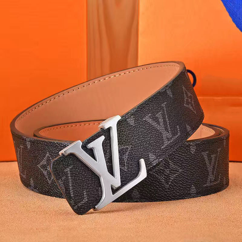 Men's belt high-grade letter leather business belt all-match strong and durable casual pants belt
