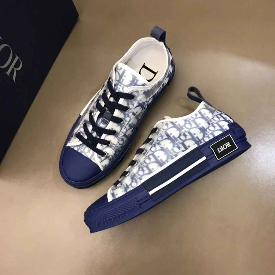 B23 Low Logo Oblique Blue Canvas Sneakers