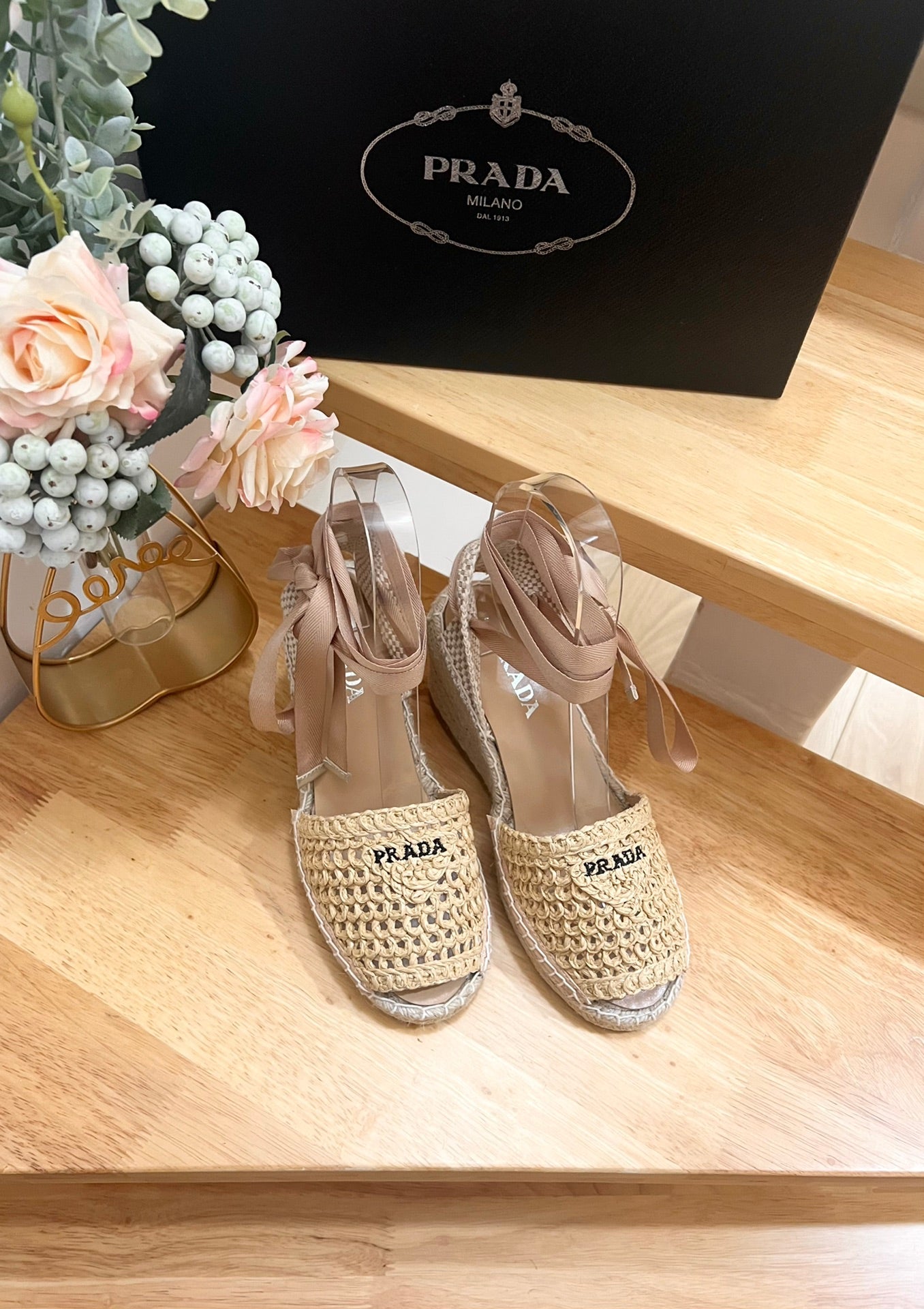 PRD Braided round toe wedge heel lace-up sandals bucket shoes 0724070902