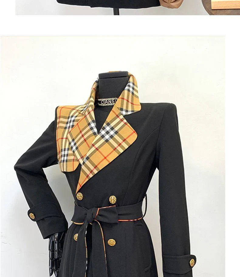 New Fashion Long Patchwork Coat Windbreaker 1024031213