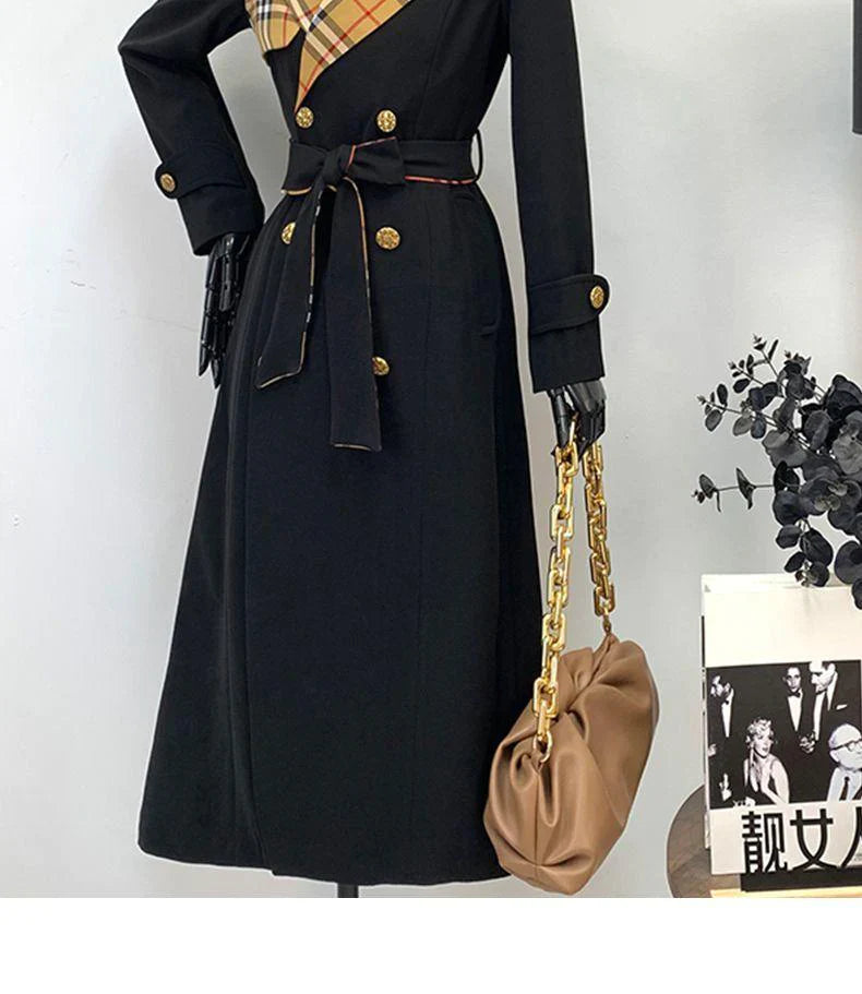 New Fashion Long Patchwork Coat Windbreaker 1024031213