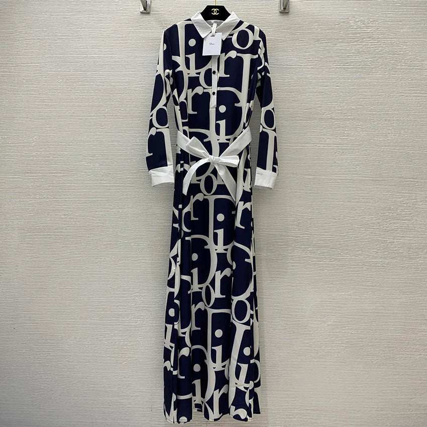 New versatile printed long sleeved dress　1024072503