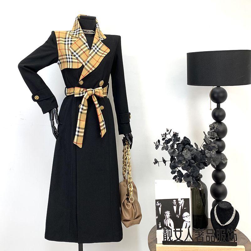 New Fashion Long Patchwork Coat Windbreaker 1024031213