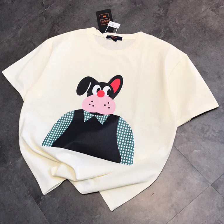 New Printed Q Bear Cow T-shirt 1025042311