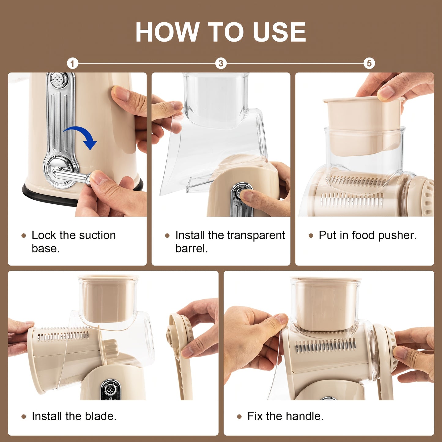 Hand-held Rotary Cheese Grinder｜Vegetable Chopper, Non-Electric Tool
