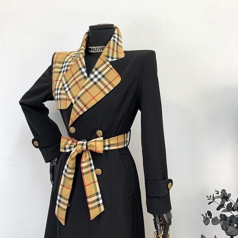 New Fashion Long Patchwork Coat Windbreaker 1024031213