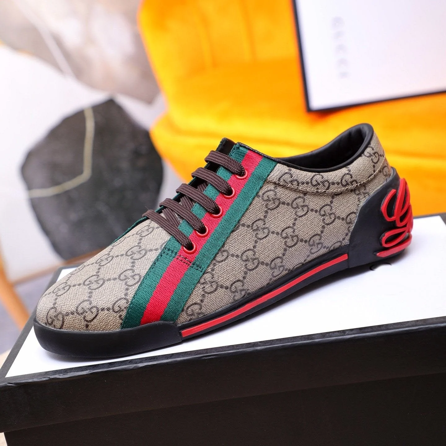 GG classic printed low-top rubber-soled sports shoes 0725061703