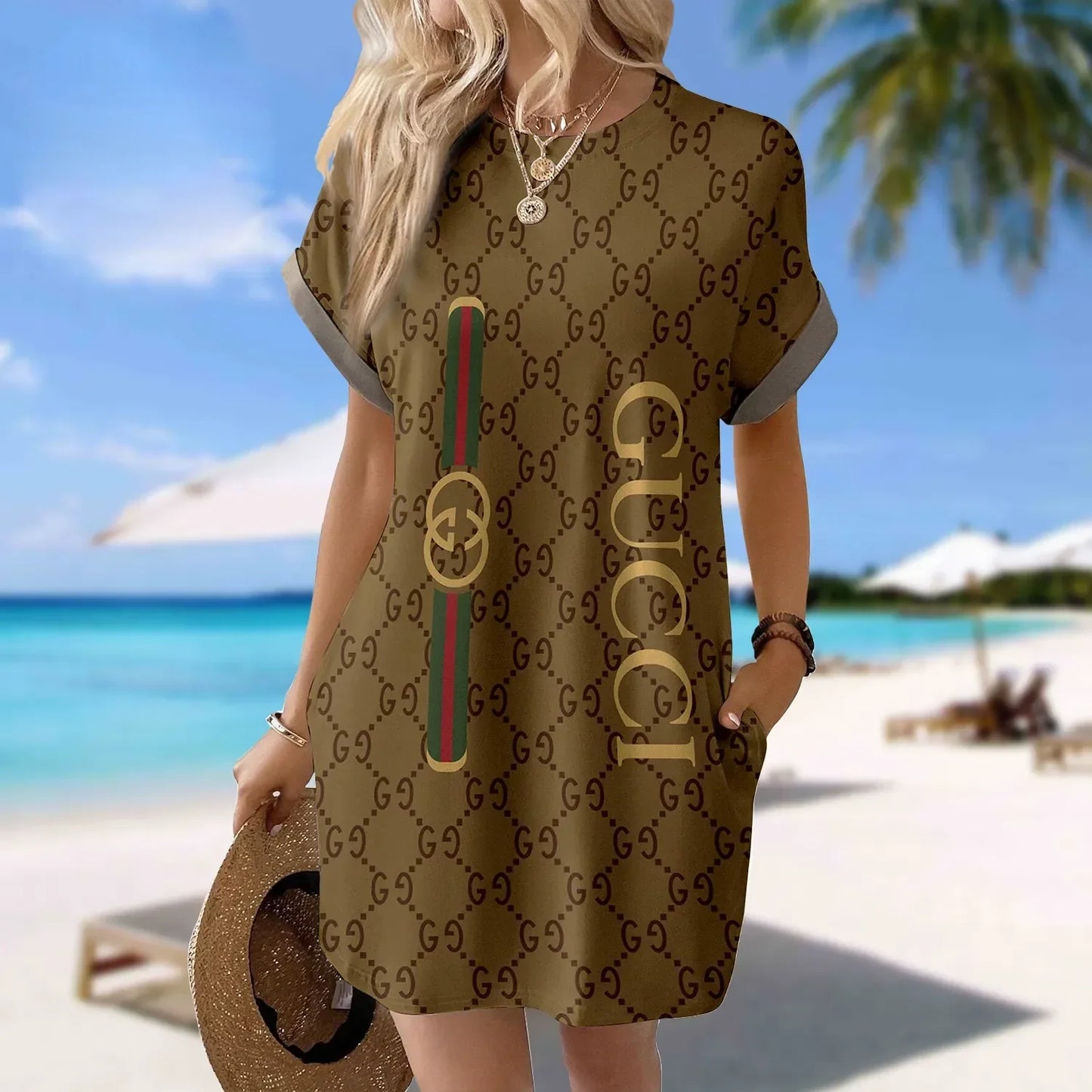 Premium Short Sleeve Pocket Dress 3D1025030419