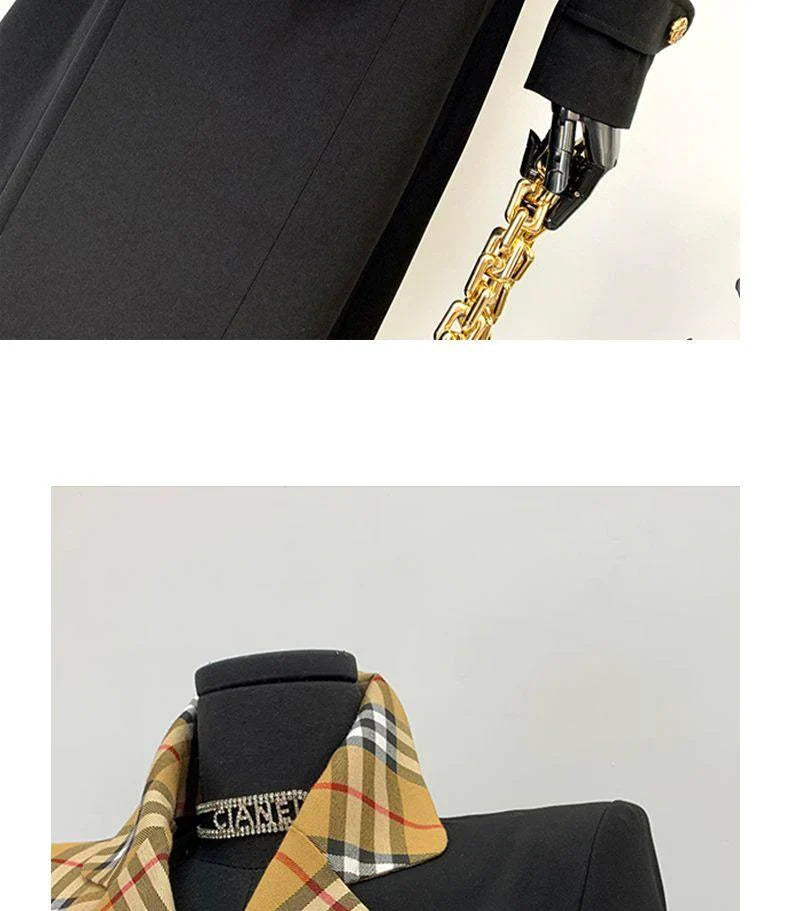 New Fashion Long Patchwork Coat Windbreaker 1024031213