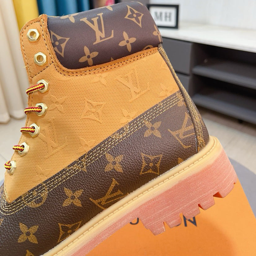 New Black and Brown V Logo Men's bootsPD052024090603