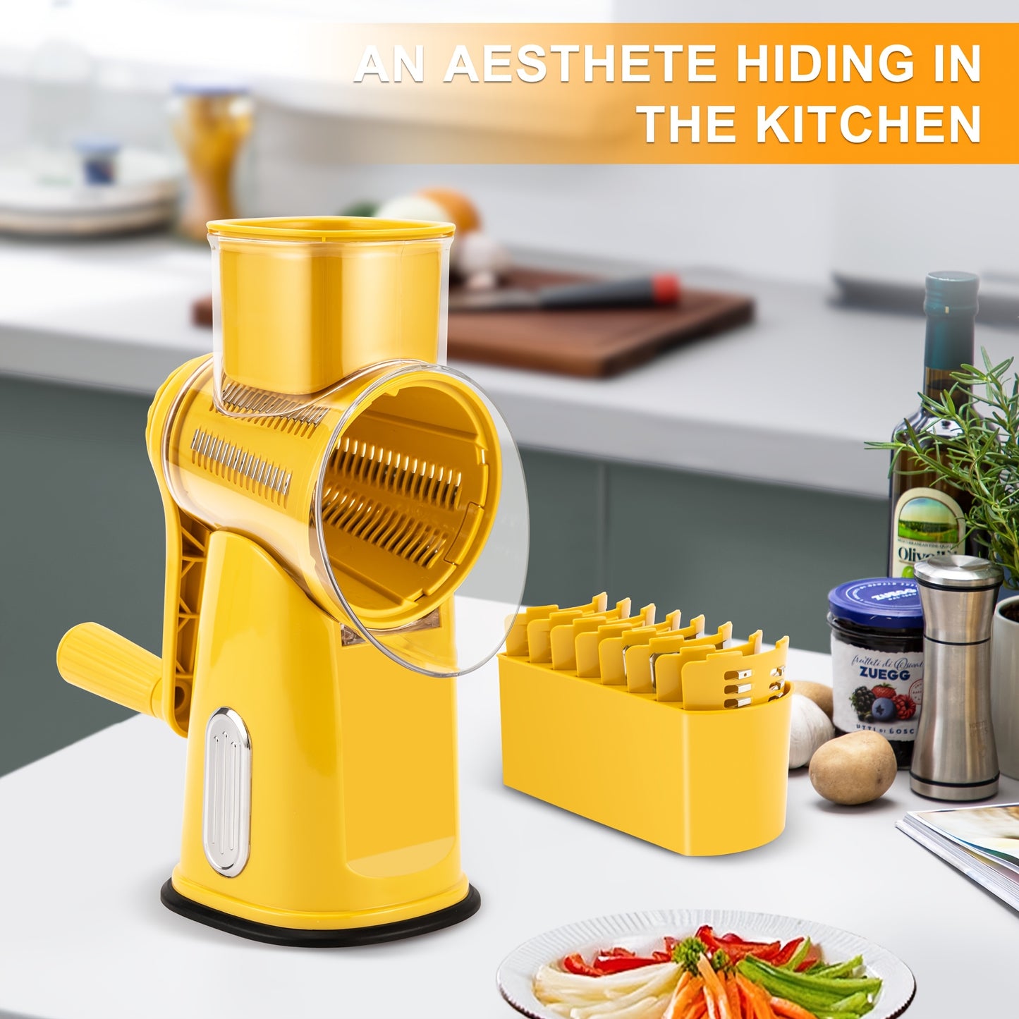 Hand-held Rotary Cheese Grinder｜Vegetable Chopper, Non-Electric Tool