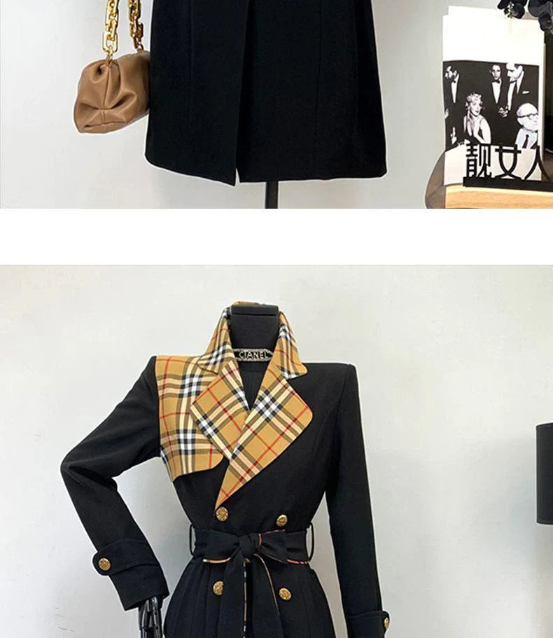 New Fashion Long Patchwork Coat Windbreaker 1024031213