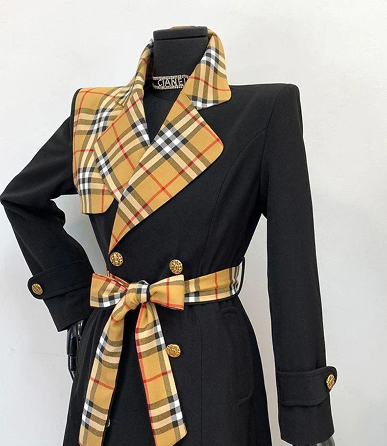 New Fashion Long Patchwork Coat Windbreaker 1024031213