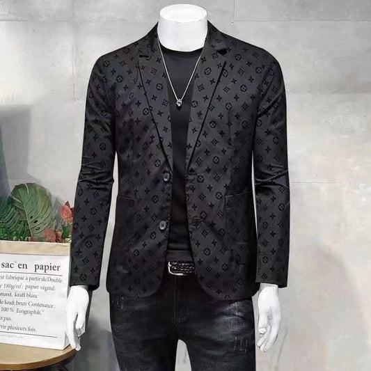New suit jacket high-end flocking men's suit jacket