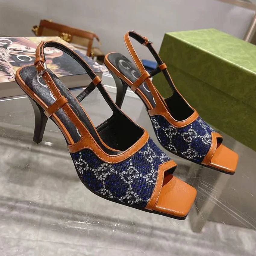 Luxury vintage rhinestone high heeled sandals 1024060520