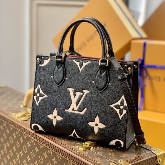 Handmade Bicolor Empreinte Leather Handbag On the Go