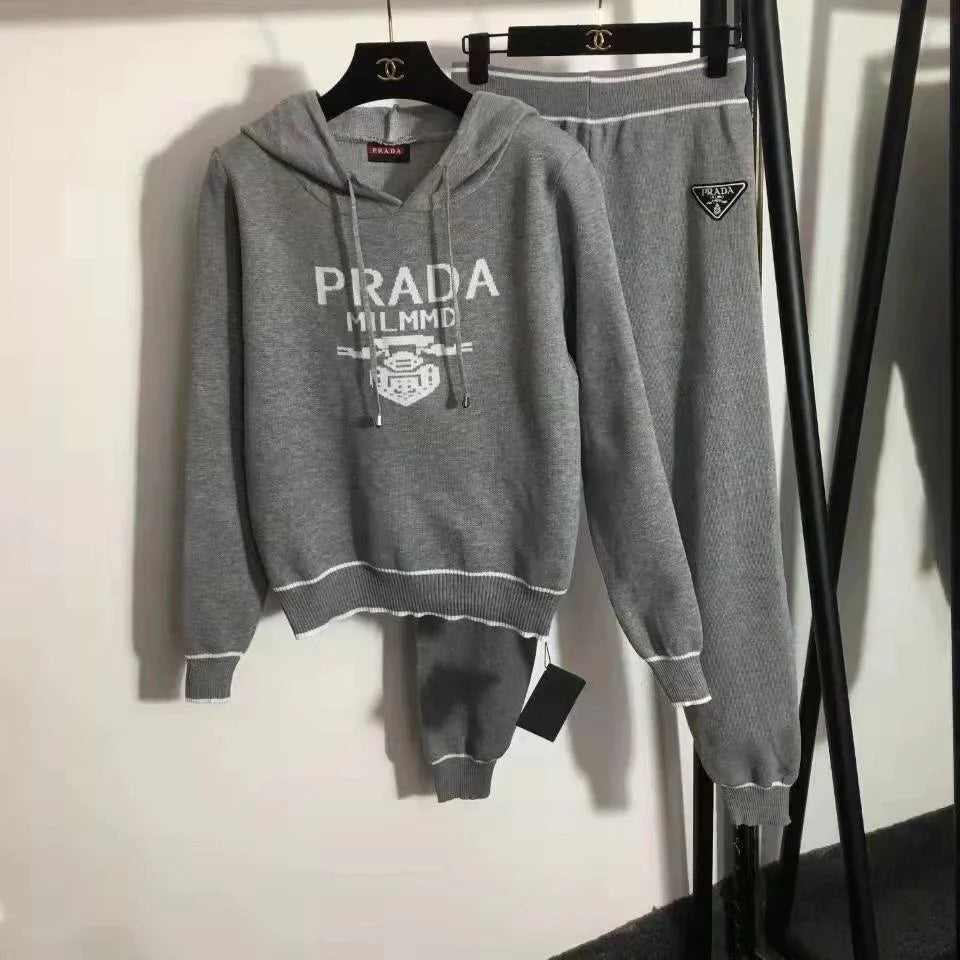 New Leisure Fashion Sports Women's Knitted Hoodie Set 1024010202