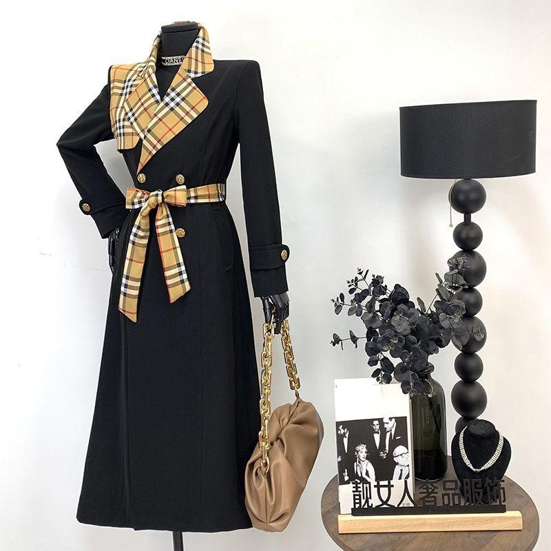 New Fashion Long Patchwork Coat Windbreaker 1024031213