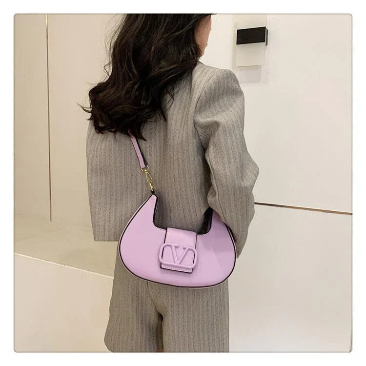 New Solid Color Litchi Underarm Bag Fashion Shoulder Bag 1024051518