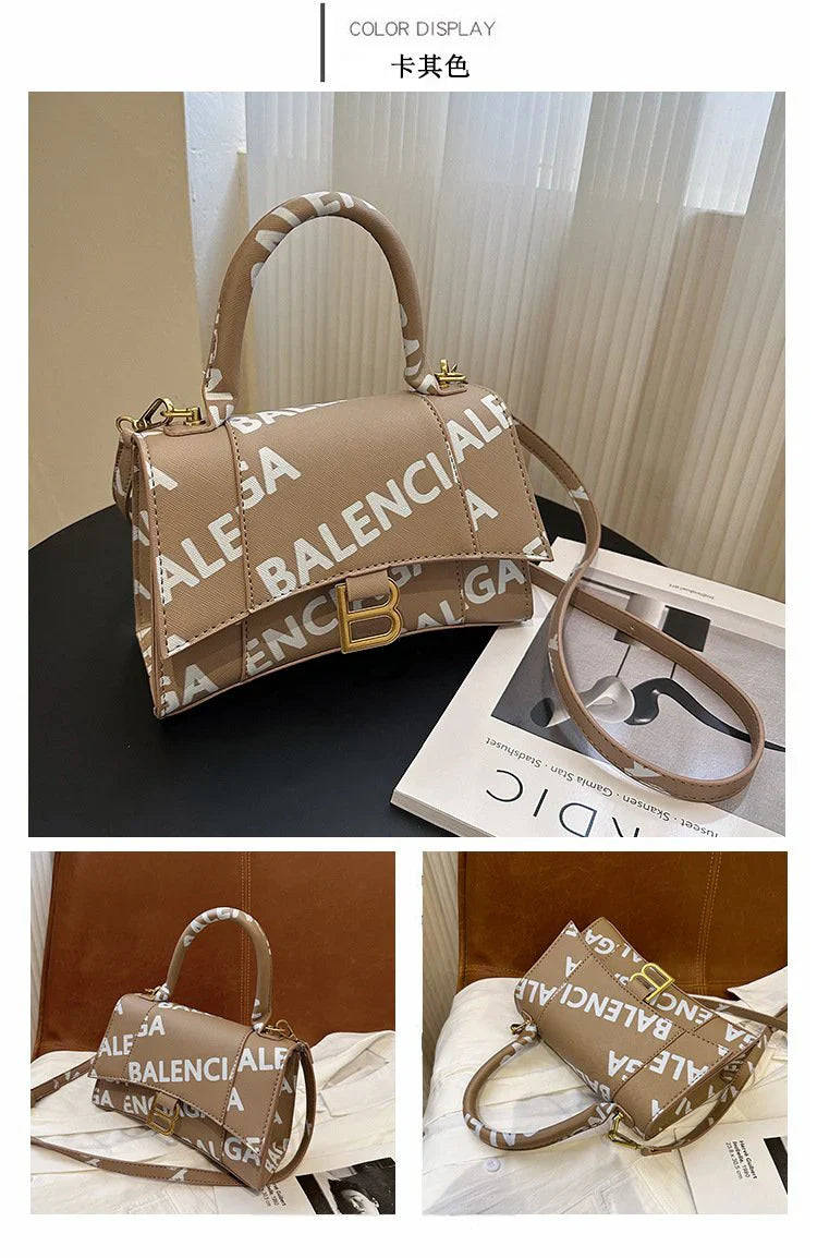 High-grade Texture Letter Hourglass Bag Single-shoulder Portable Crossbody Fashion Bag 1024041102