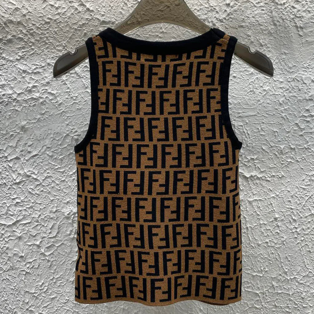 Old flower versatile knitted vest 1025022840