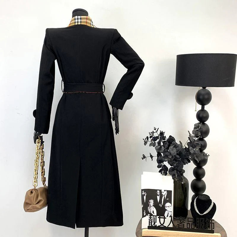 New Fashion Long Patchwork Coat Windbreaker 1024031213