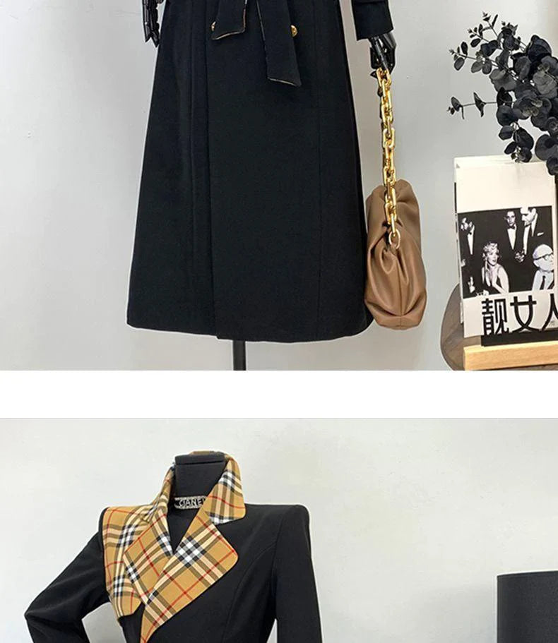 New Fashion Long Patchwork Coat Windbreaker 1024031213