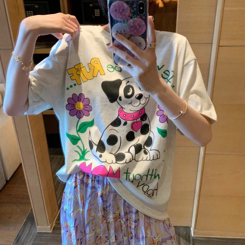 Half Point Dog Snowflake Grey T-Shirt 1025042312