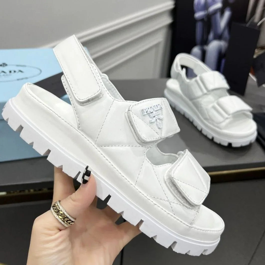 Spring And Summer New Women's Shoes Leather Soft Bottom Muffin Sandals Velcro 1024030828