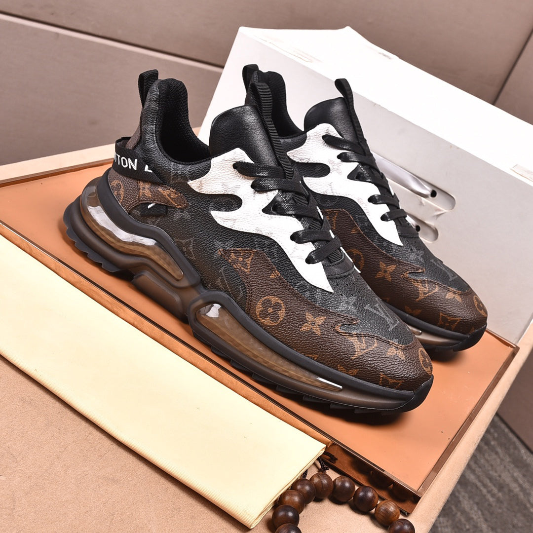 V Logo New Fashion Leather Lace-up Shoes