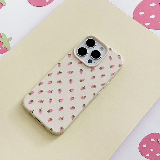 Ditsy Strawberries Phone Case - Soft White