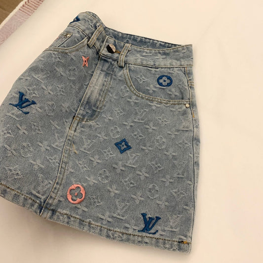Embroidered jacquard denim skirt 1824042612