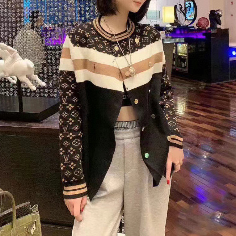 lvv Monogram logo knitted cardigan jacket 0724112502