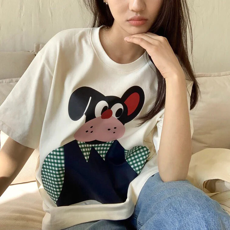 New Printed Q Bear Cow T-shirt 1025042311