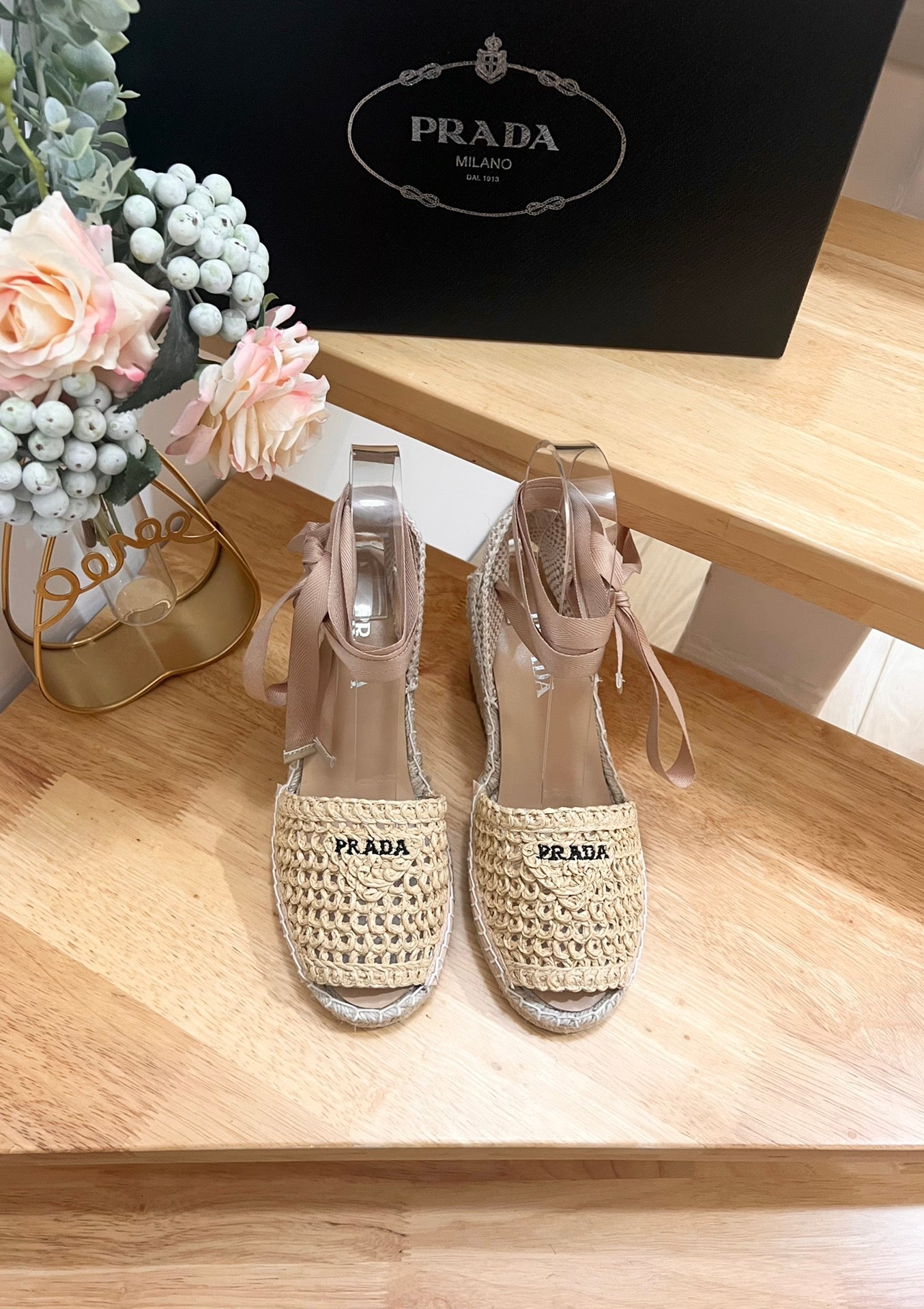 PRD Braided round toe wedge heel lace-up sandals bucket shoes 0724070902