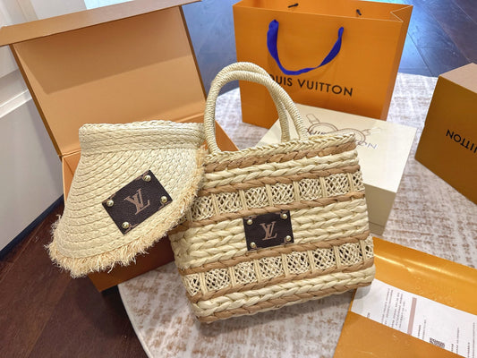Lvv straw bag hat 2-piece set 0725070702