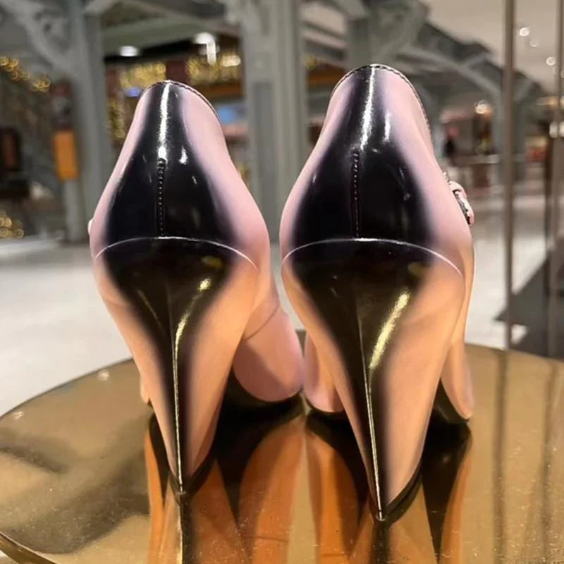 New Retro Shallow Mouth Pointed Mary Jane Single Shoes 1023122808