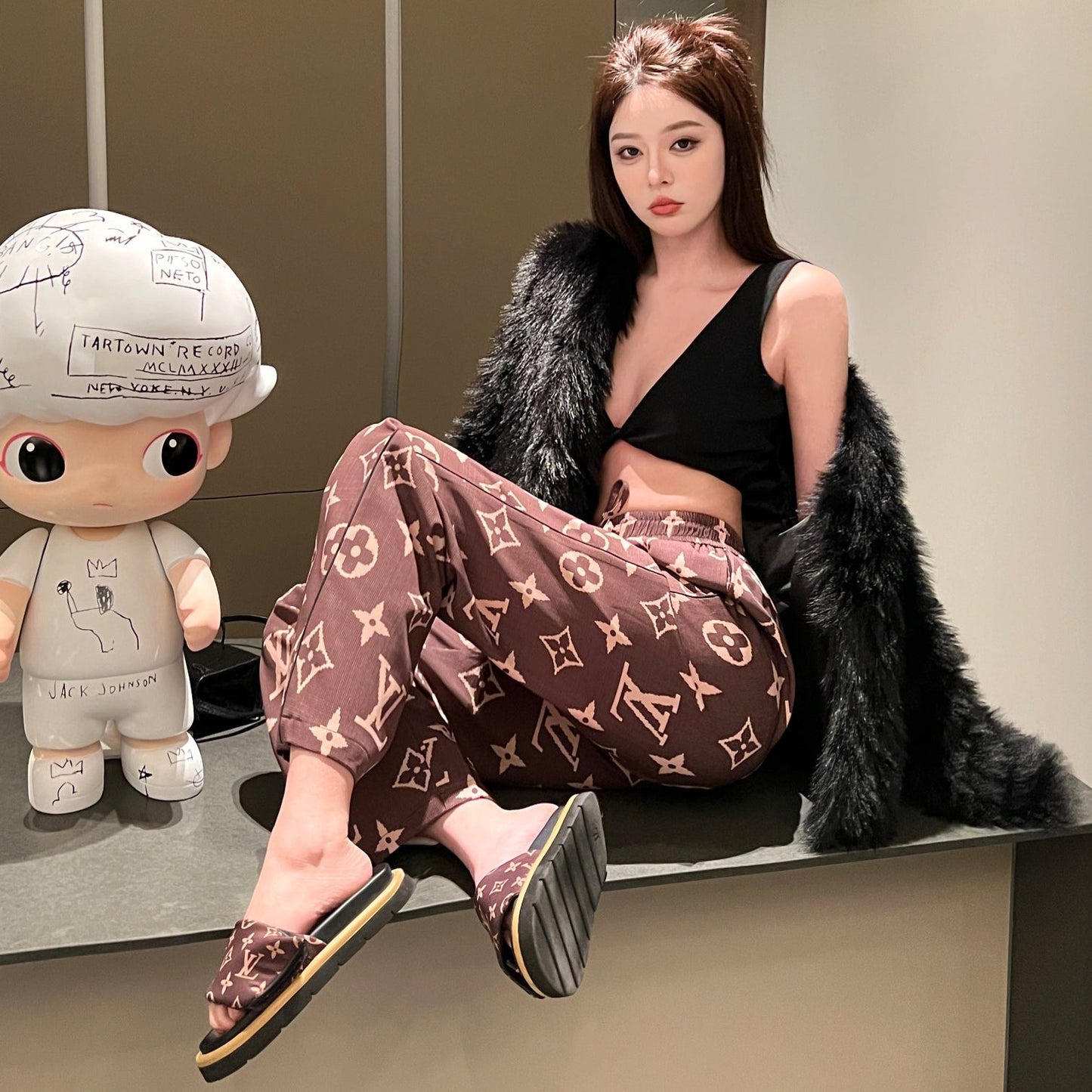 print wide-leg pants