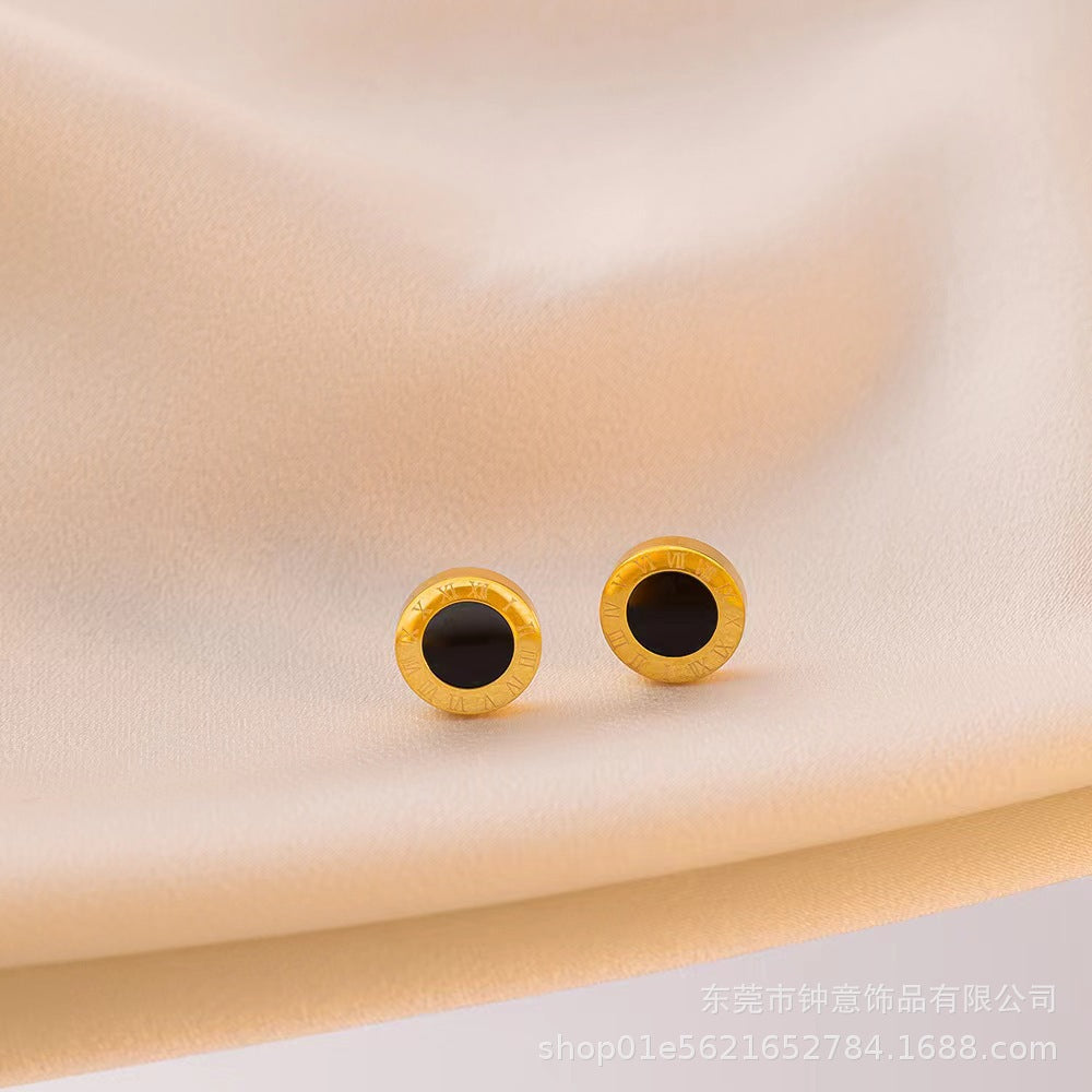 Roman numeral pendant titanium steel necklace 2025081101