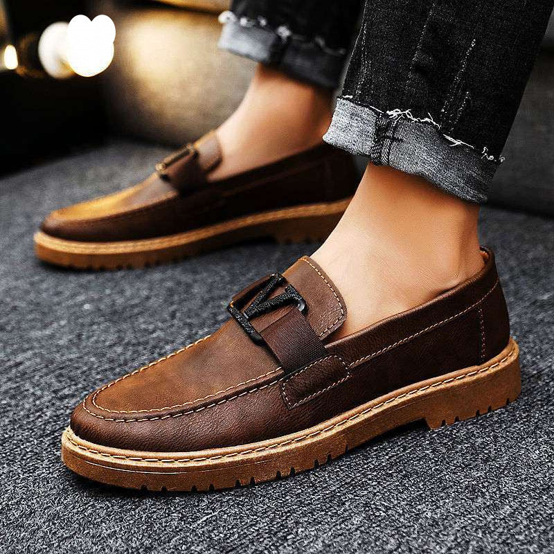 Versatile Bean Shoes Men'S 2025 Spring New Korean Style Casual Leather Shoes 1025072901