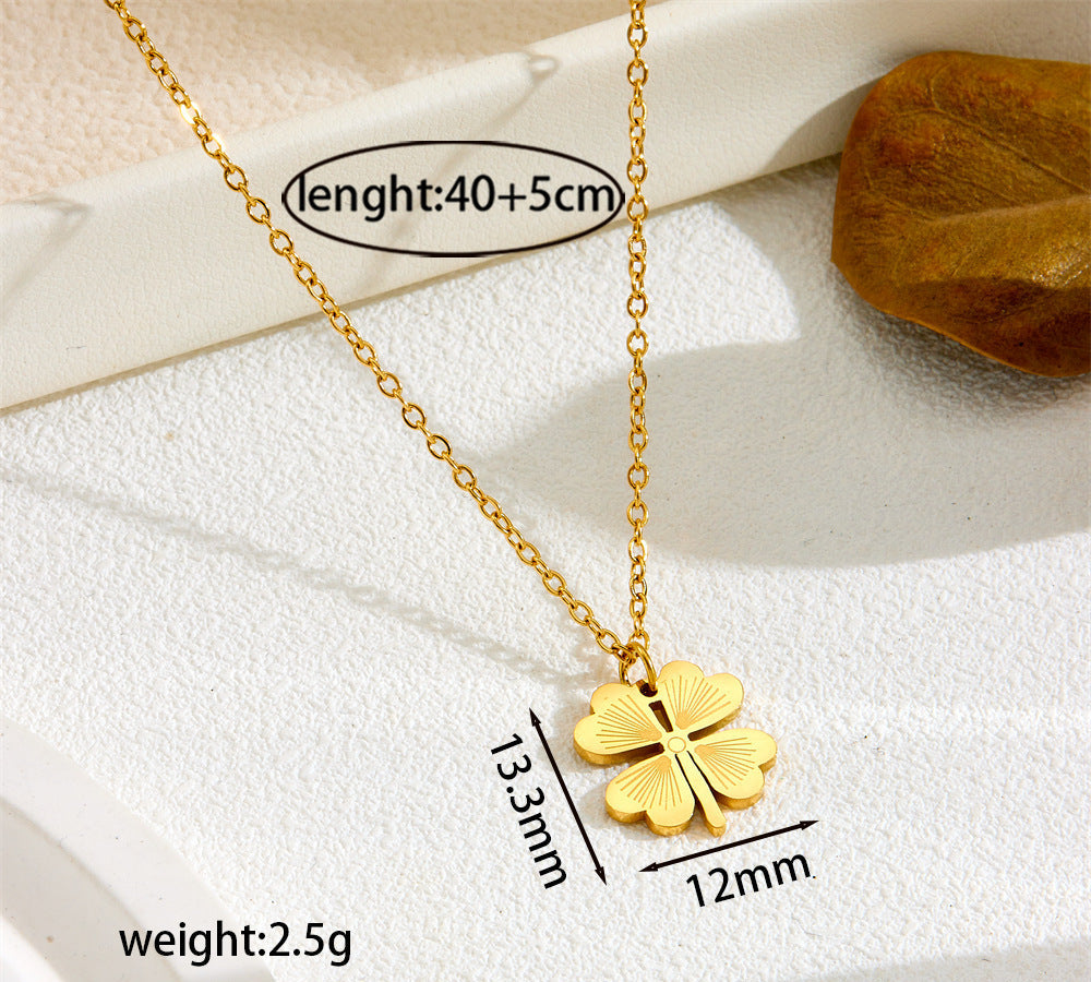 Titanium steel colorless necklace 2025081301