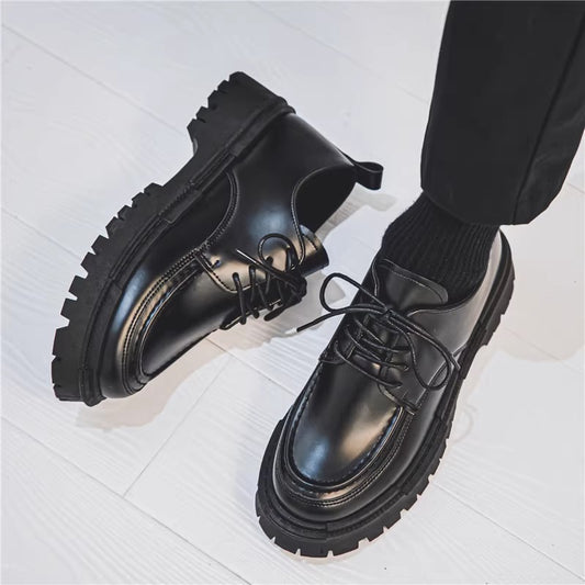 Black British-style small leather shoes 2025080707
