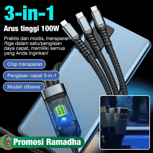 Transparent Luminous Charging 3-in-1 Data Cable