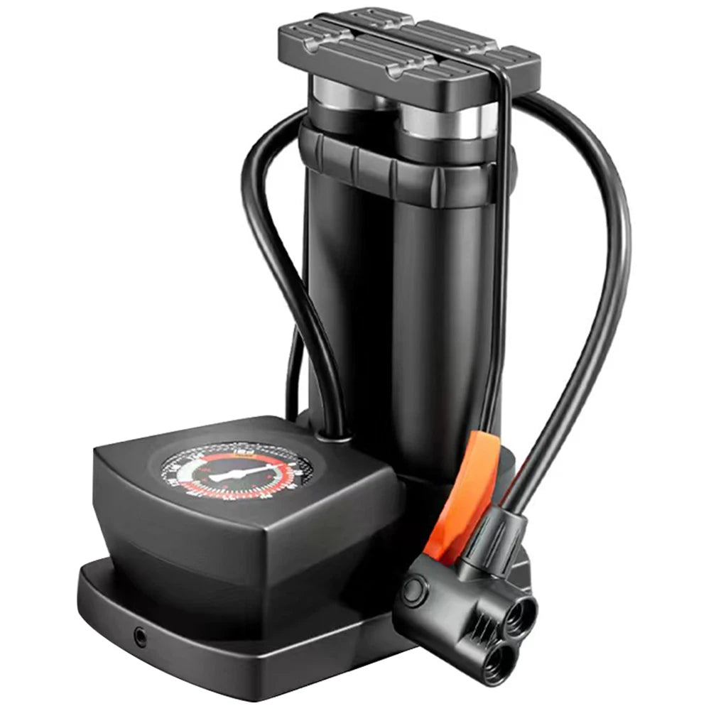 Portable High Pressure Bicycle Foot Pedal Pump with Gauge Quick Inflator Pump Electric Motorcycle Car Basketball Inflator