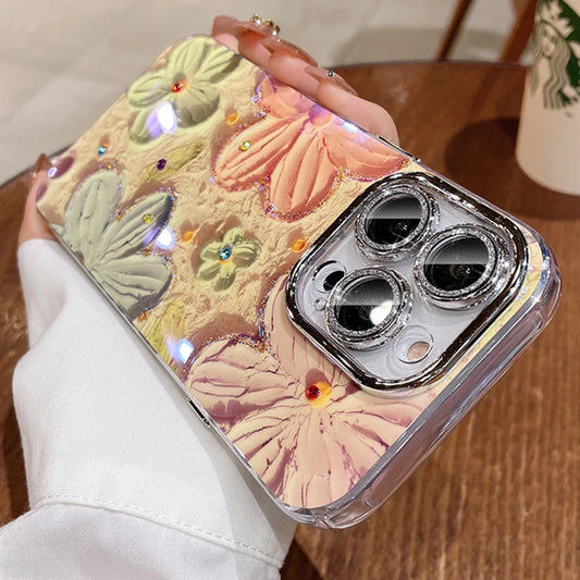 Luxurious and fashionable flower sparkling laser phone case