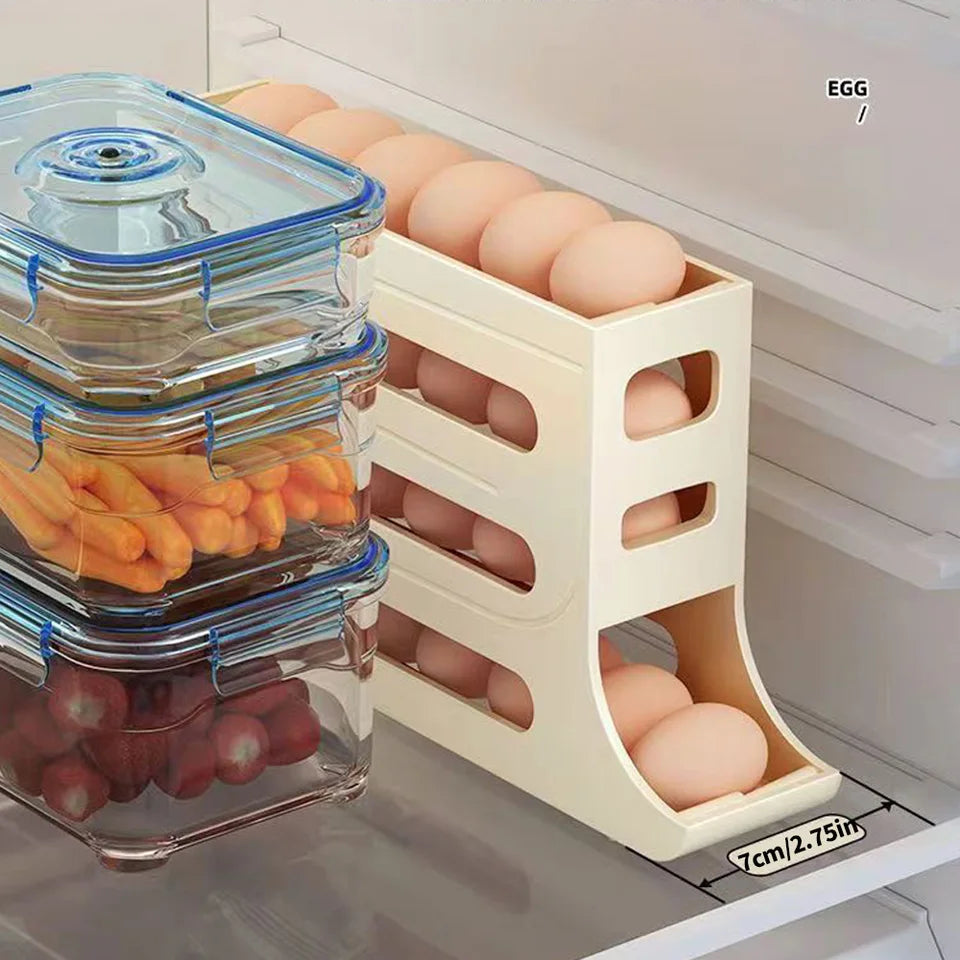 Egg storage box with automatic scrolling function