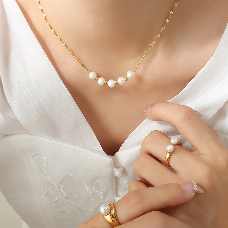 Luxurious pearl titanium steel necklace 2025081103