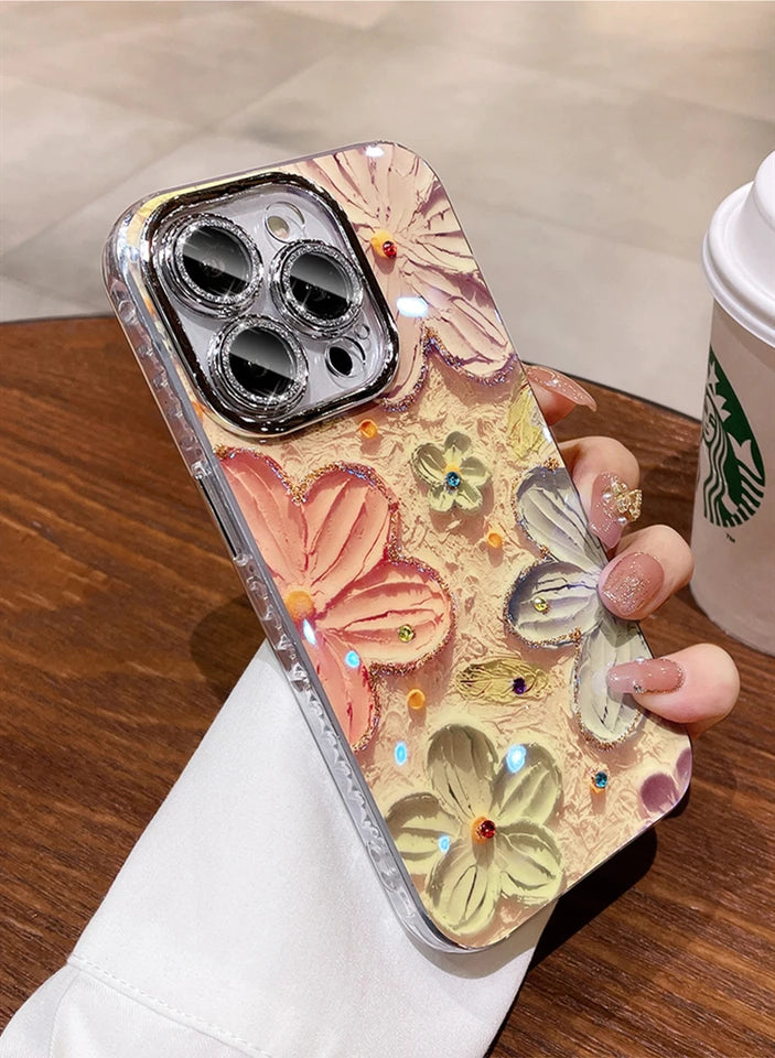 Luxurious and fashionable flower sparkling laser phone case