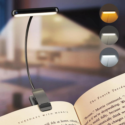 USB Charging Reading Light Warm Cold White Sunlight Portable Easy to Clip Night Reading Light